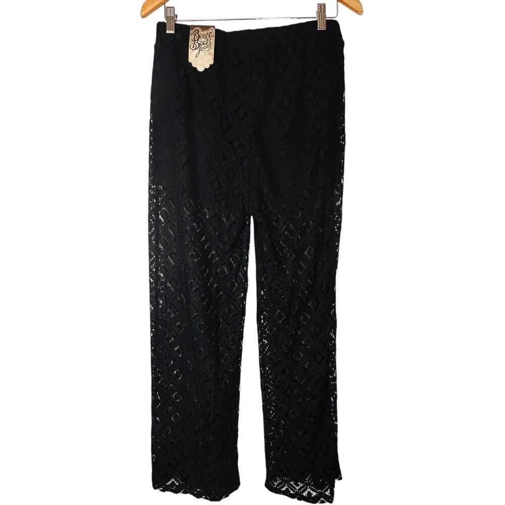 Boom Boom NEW Black Lace Pants Women L Sexy See Through Overlay Long Tall NWT - Picture 5 of 13